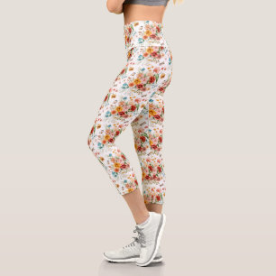 Leggings Capri Patrón floral de jardín