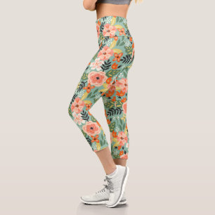 Leggings Capri Patrón floral de jardín
