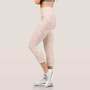 Leggings Capri Patrón floral de peones rosados