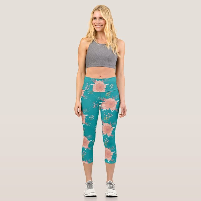 LEGGINGS CAPRI PATRÓN FLORAL ELEGANTE, QUINTO, LUZ (Anverso)