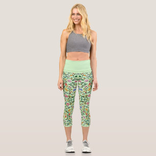 Leggings Capri Patrón floral intrincado y suave personalizado