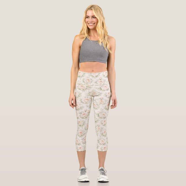 Leggings Capri Patrón floral nupcial (Anverso)