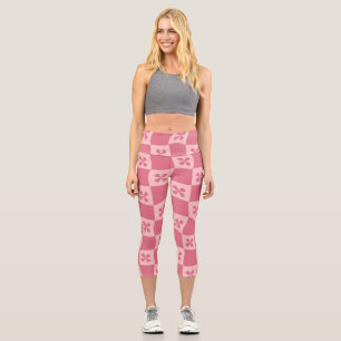 Leggings Capri Patrón floral retro-rosado controlado
