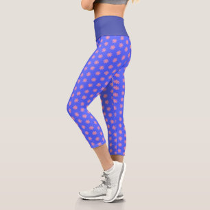 Leggings Capri Patrón floral rosa y azul
