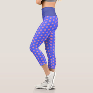 Leggings Capri Patrón floral rosa y azul