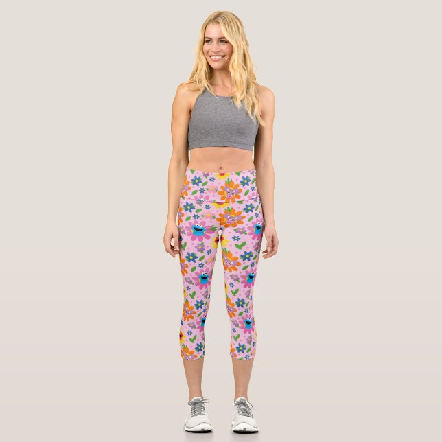 Leggings Capri Patrón floral rosado de Plaza Sésamo (Anverso)