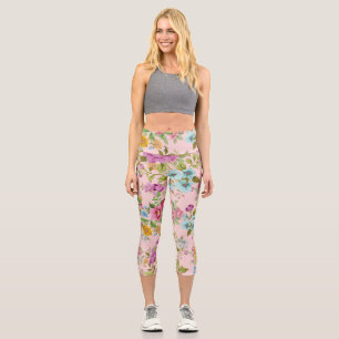 Leggings Capri Patrón floral sin foco Blossom de cosecha