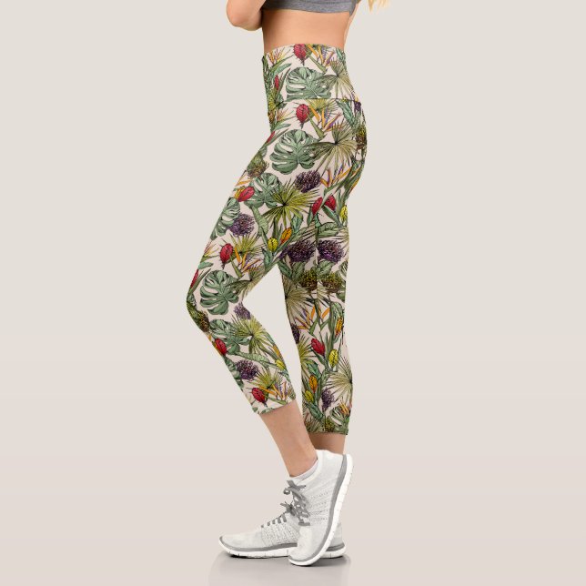 Leggings Capri Patrón floral tropical (Izquierda)