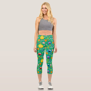 Leggings Capri Patrón floral verde de Plaza Sésamo