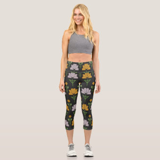 Leggings Capri Patrón floral vibrante