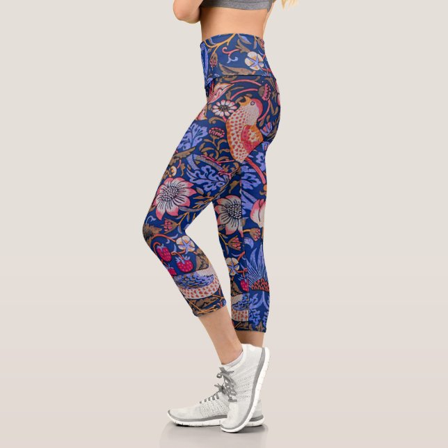 Leggings Capri Patrón floral William Morris Strawberry Thief (Izquierda)
