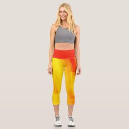Leggings Capri Patrón geométrico abstracto moderno naranja amaril