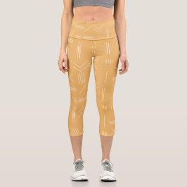 Leggings Capri Patrón geométrico amarillo moderno y grandioso