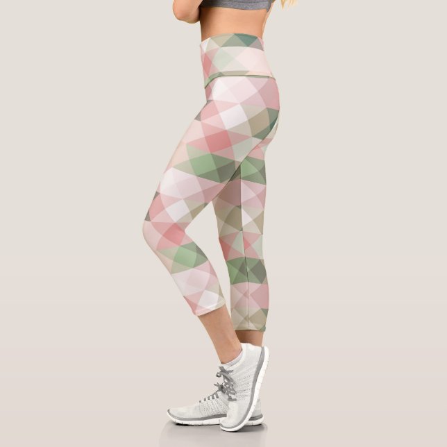 Leggings Capri patrón geométrico de diamante pastel (Izquierda)