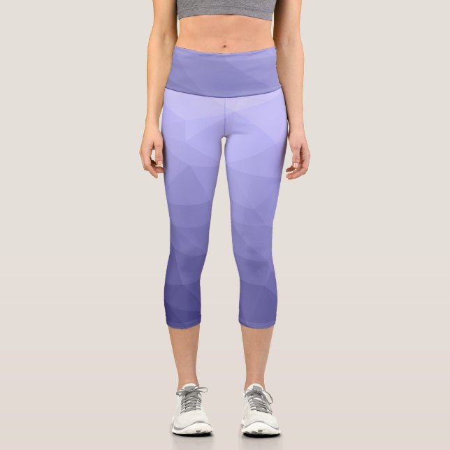 Leggings Capri Patrón geométrico de malla azul violeta púrpura (Anverso)