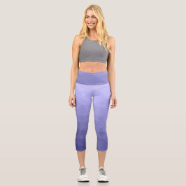Leggings Capri Patrón geométrico de malla azul violeta púrpura