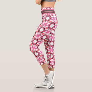 Leggings Capri Patrón geométrico de resumen de círculo blanco ros