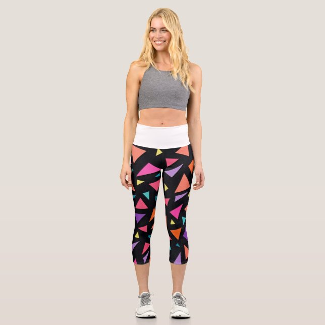 Leggings Capri Patrón geométrico de triángulo multicolor (Anverso)