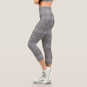 Leggings Capri Patrón geométrico en blanco y negro