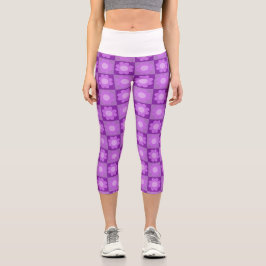 Leggings Capri Patrón geométrico floral púrpura