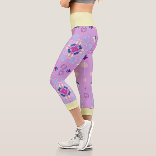 Leggings Capri Patrón geométrico fresco (Izquierda)