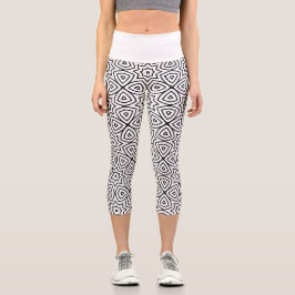 Leggings Capri patrón geométrico moderno en blanco y negro