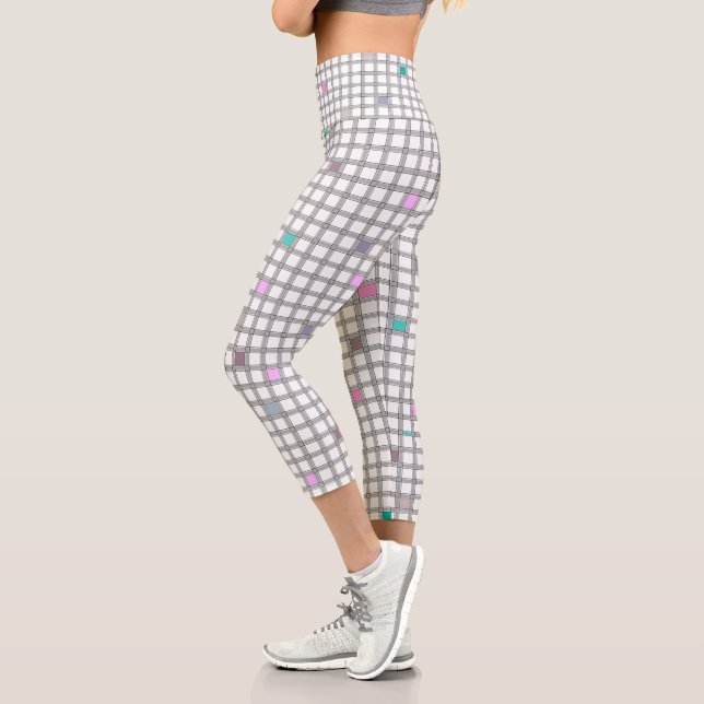 Leggings Capri Patrón geométrico multicolor controlado (Izquierda)