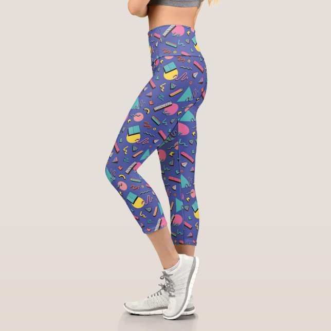 Leggings Capri Patrón geométrico retro (Izquierda)