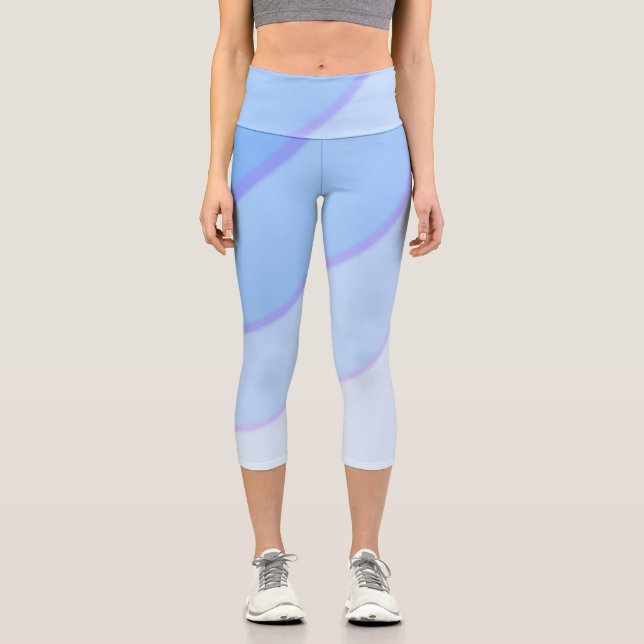 Leggings Capri Patrón giratorio pastel oscuro azul (Anverso)