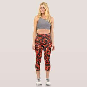 Leggings Capri Patrón gráfico de boca abierta feo aleatorio