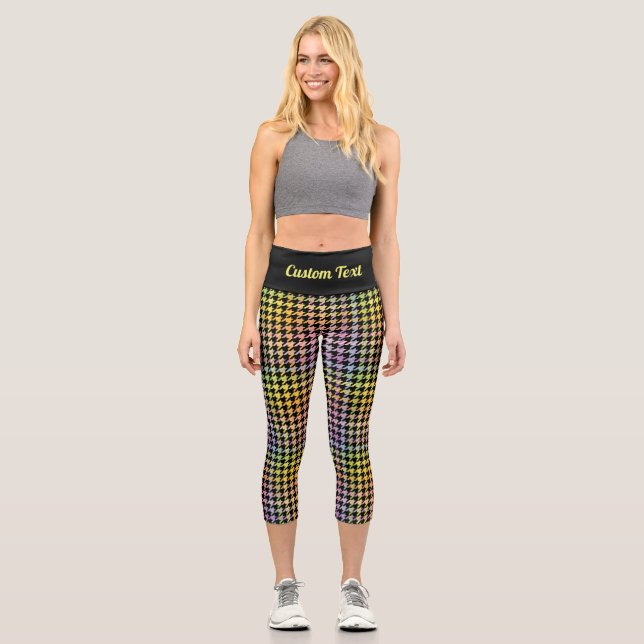 Leggings Capri Patrón Houndstap de arco iris (Anverso)