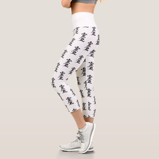 Leggings Capri Patrón japonés kanji Reiki (Izquierda)