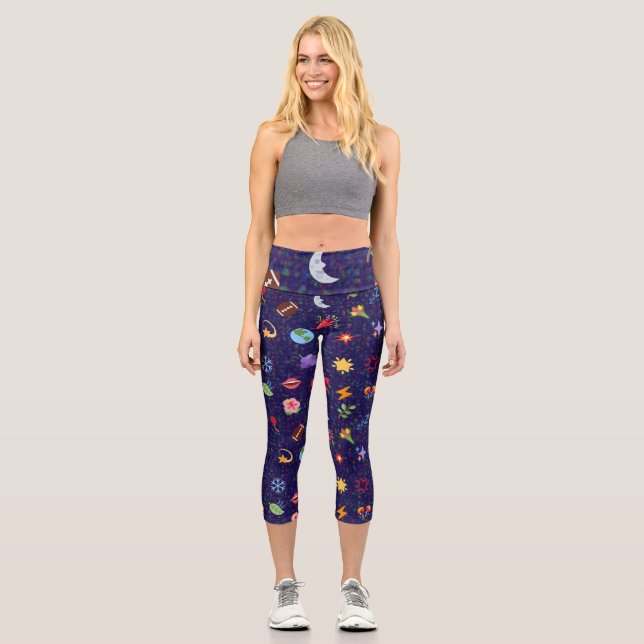 Leggings Capri patrón kawaii (Anverso)