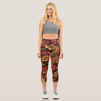 Leggings Capri Patrón koi del dragón japonés.