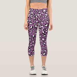 Leggings Capri Patrón leopardo, puntos leopardo, leopardo púrpura