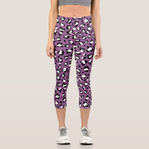 Leggings Capri Patrón leopardo, puntos leopardo, leopardo púrpura