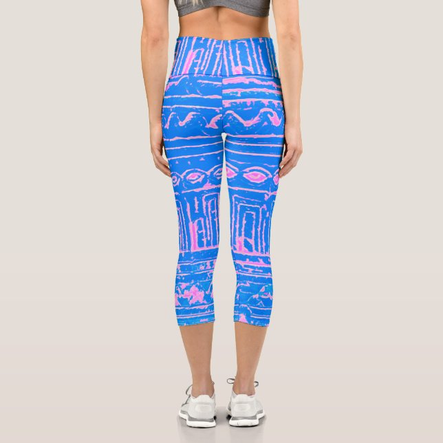 Leggings Capri Patrón Mesopotamiano Sumeriano Azul (Reverso )
