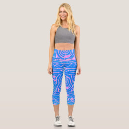 Leggings Capri Patrón Mesopotamiano Sumeriano Azul