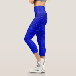 Leggings Capri Patrón Mesopotamiano Sumeriano Azul