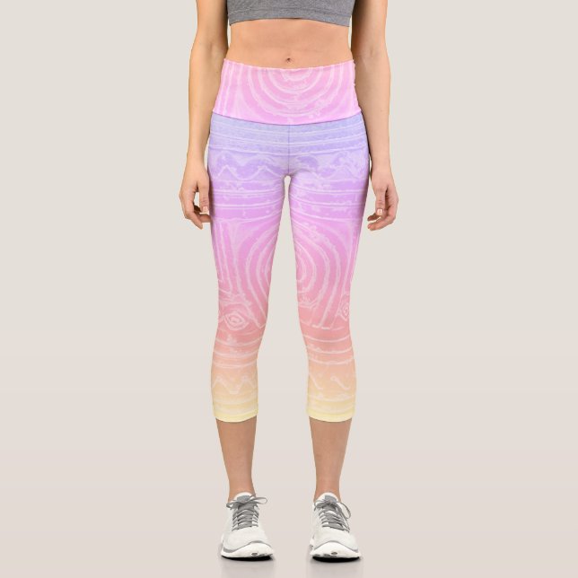 Leggings Capri Patrón Mesopotamiano Sumeriano Rosa (Anverso)