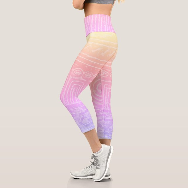 Leggings Capri Patrón Mesopotamiano Sumeriano Rosa (Izquierda)