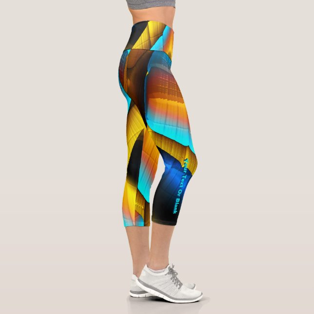Leggings Capri Patrón metálico azul-dorado 33 (Derecha)