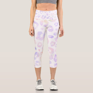 Leggings Capri Patrón Metálico Blanco Moderno de Leopardo