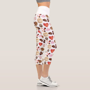 Leggings Capri Patrón moderno de corazón de vándalos de chocolate