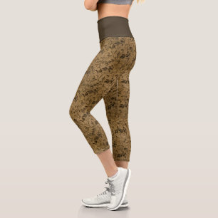 Leggings Capri Patrón moderno de hojas de grunge - Piernas capri