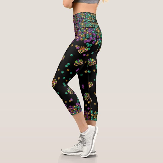 Leggings Capri Patrón moderno de Mardi Gras (Izquierda)