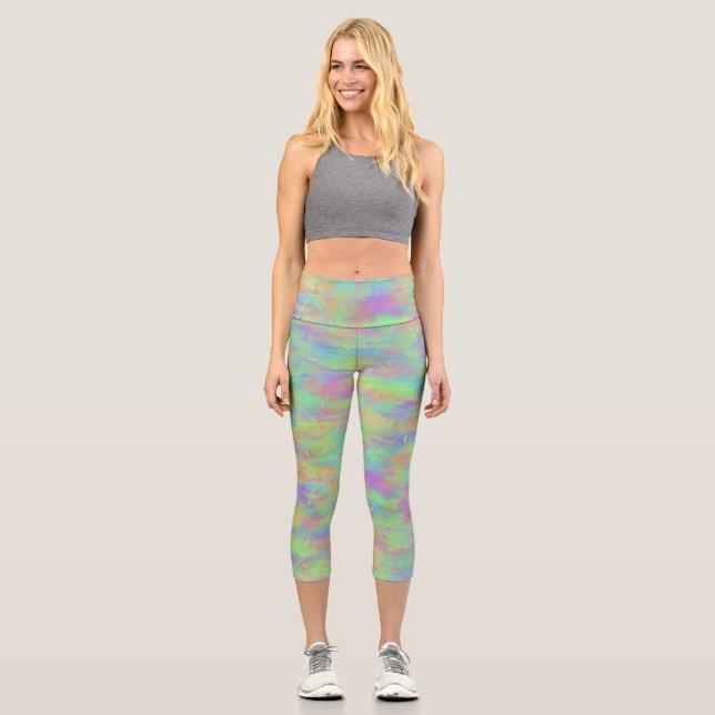 Leggings Capri Patrón multicolor abstracto (Anverso)