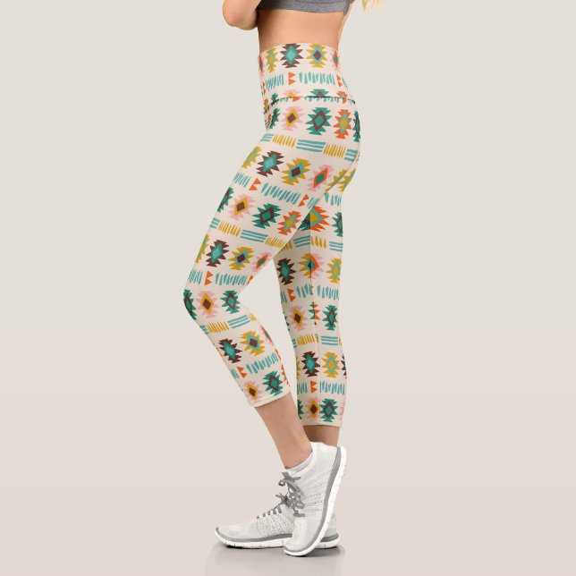 Leggings Capri Patrón nativo americano de Navajo (Izquierda)