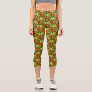 Leggings Capri Patrón natural de los tomates de cerezo