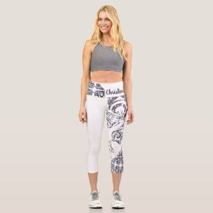Leggings Capri Patrón negro y blanco asimétrico y su nombre